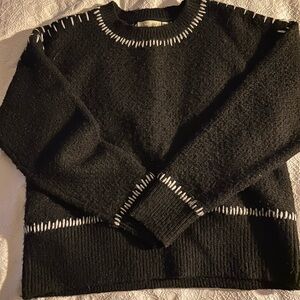 RD Style Black Sweater with White Stitching